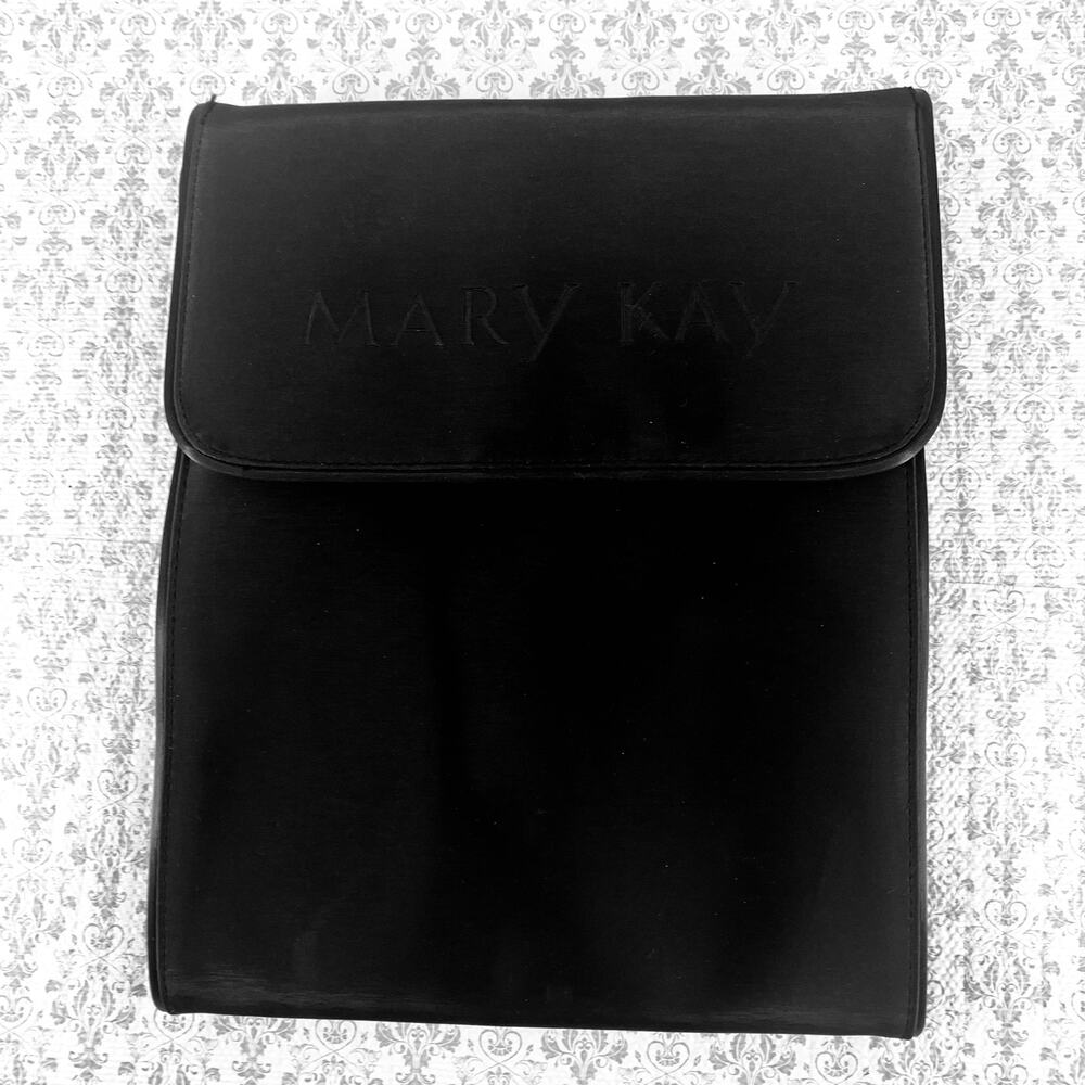 Mary Kay Hanging Cosmetic Bag Black w/ Pink Inside 10x12 Folded Collapsible